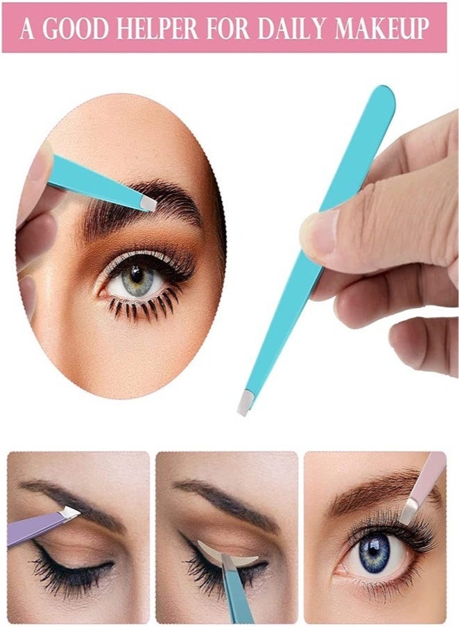 GlamKit 6 PCS Tweezers Set for Women, Eyebrow Tweezers with Curved Scissor for Ingrown Hair, Hair Plucking Daily Beauty Tools with Leather Travel Case - Image 4