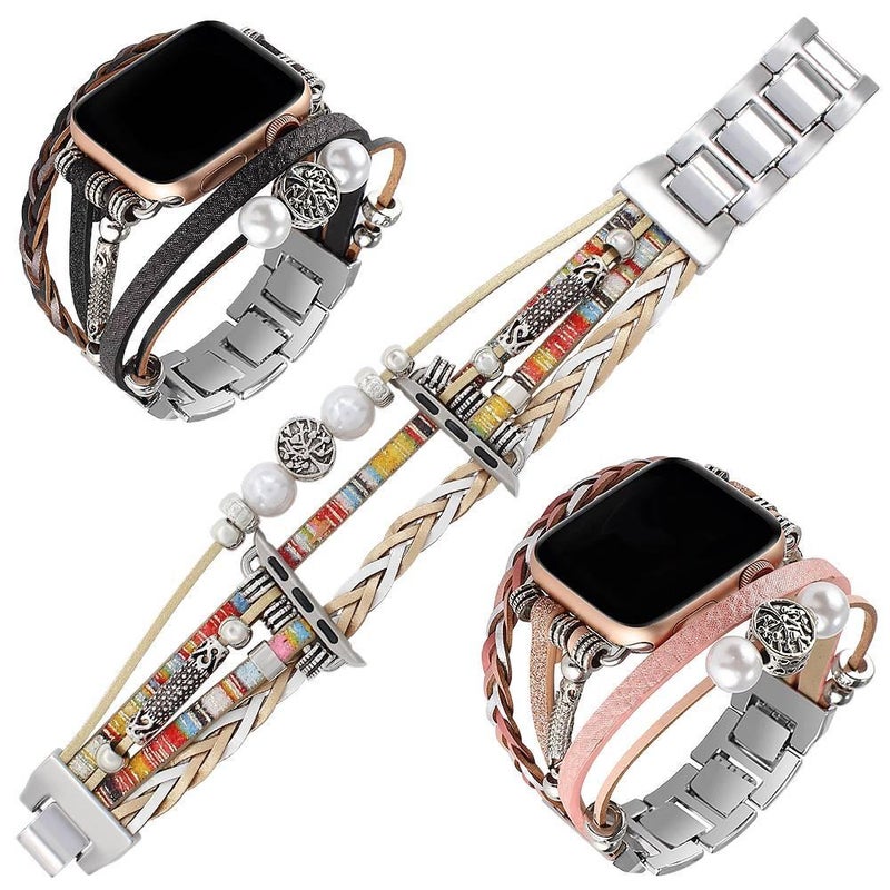 Black Resin Bracelet Strap Smartwatch Band Compatible with Apple Watch with Adjustable Fit Replacement Strap for Daily Wear - Image 3
