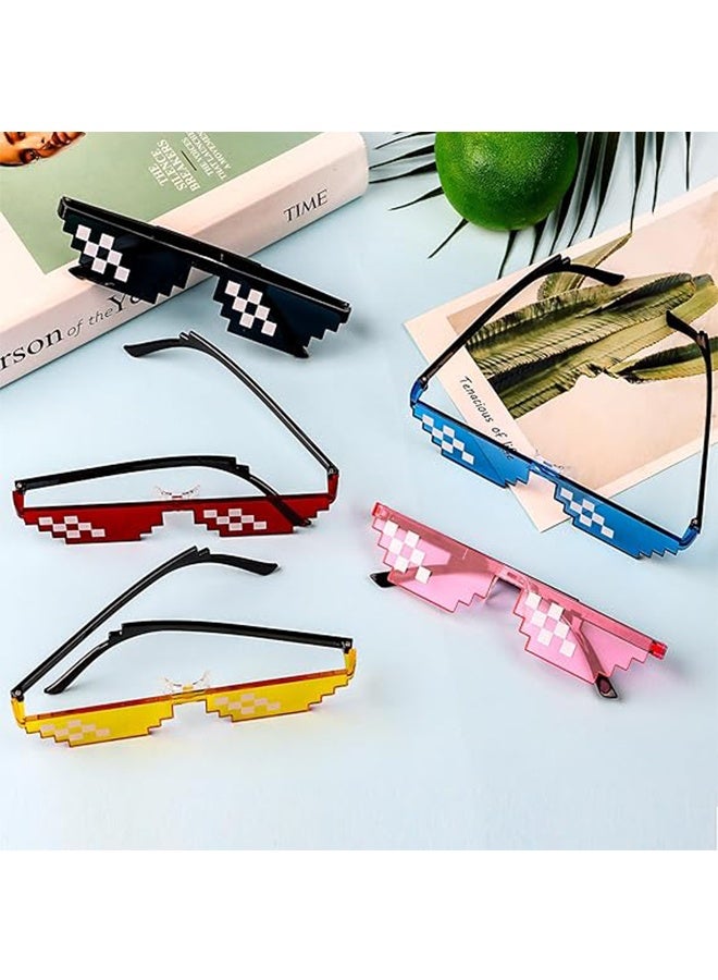 HY [5 Pack] Sunglasses, Men Women Glass 8 Bit Pixel Mosaic Glasses Photo Props Unisex Sunglass for Adults Teens Multiple Colour - Image 3