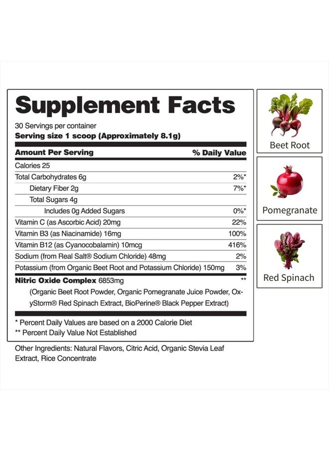 SNAP SUPPLEMENTS - USDA Organic Beet Root Powder, 3-in-1 Nitric Oxide Supplement, Support Healthy Blood Circulation, 250g (Apple) - Image 1