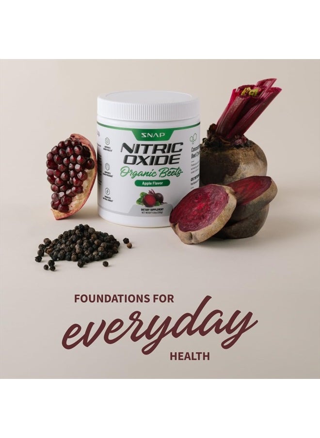 SNAP SUPPLEMENTS - USDA Organic Beet Root Powder, 3-in-1 Nitric Oxide Supplement, Support Healthy Blood Circulation, 250g (Apple) - Image 1