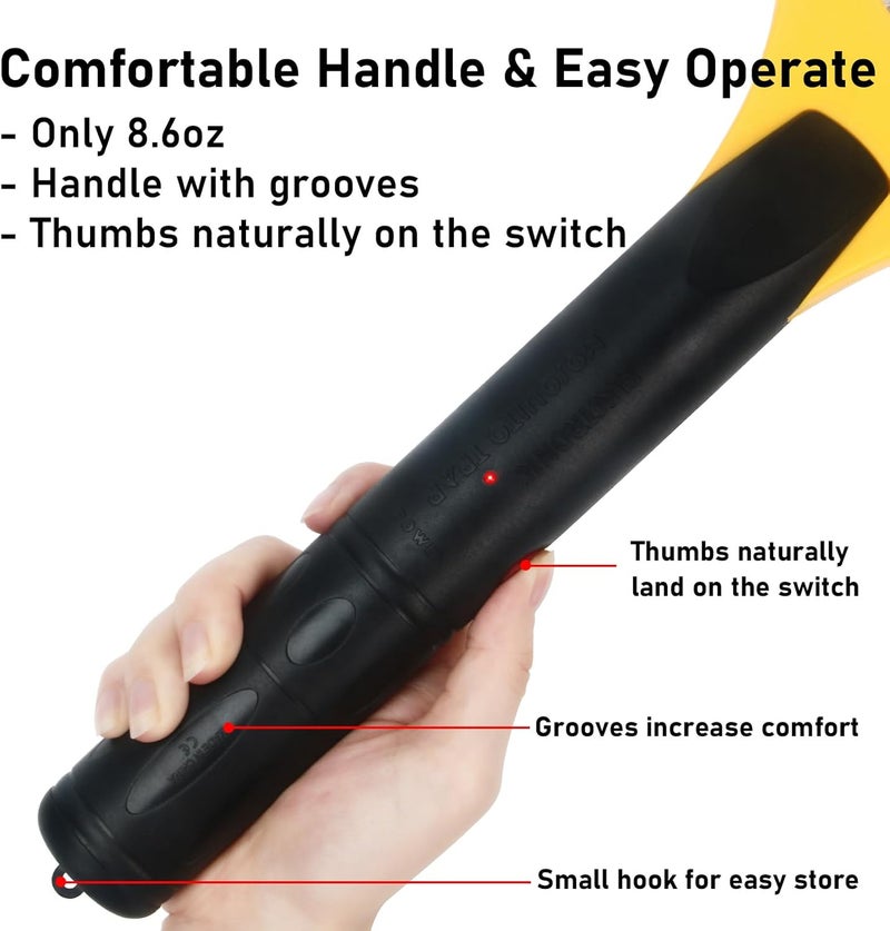 GameXcel Electric Fly Swatter Handheld Bug Zapper - Indoor Outdoor 20in Zapping Racket for Pest Mosquito & Flies - Battery Powered Safe to Touch with 3-Layer Safety Mesh, Large Size, Pack of 2 - Image 5