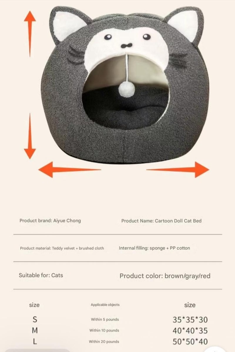 A.M New cartoon summer cat bed, small dog bed, closed, detachable and washable thickened cat bed for all seasons, warm - Image 2