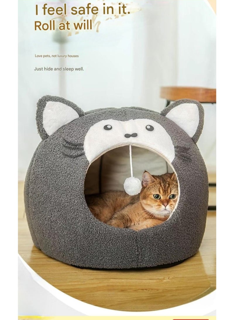 A.M New cartoon summer cat bed, small dog bed, closed, detachable and washable thickened cat bed for all seasons, warm - Image 3