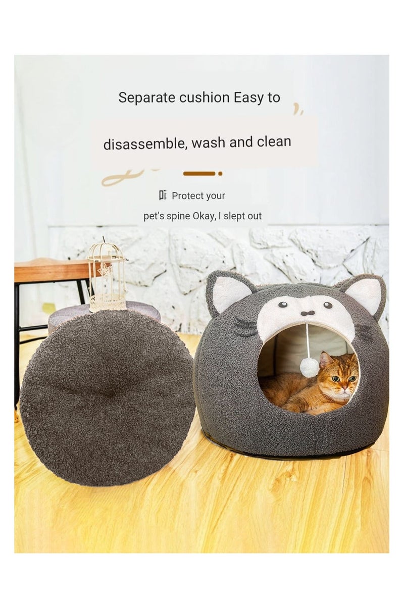 A.M New cartoon summer cat bed, small dog bed, closed, detachable and washable thickened cat bed for all seasons, warm - Image 5