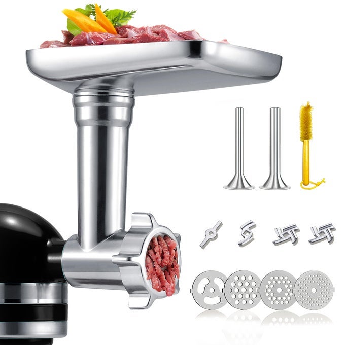 METAL GRINDER ATTACHMENT FOR KITCHENAID STAND MIXERS MEAT GRINDER ATTACHMENT SAUSAGE STUFFER FOOD GRINDER ATTACHMENT MIXER ATTACHMENTS FOR KITCHENAID SILVERMIXER NOT INCLUDED