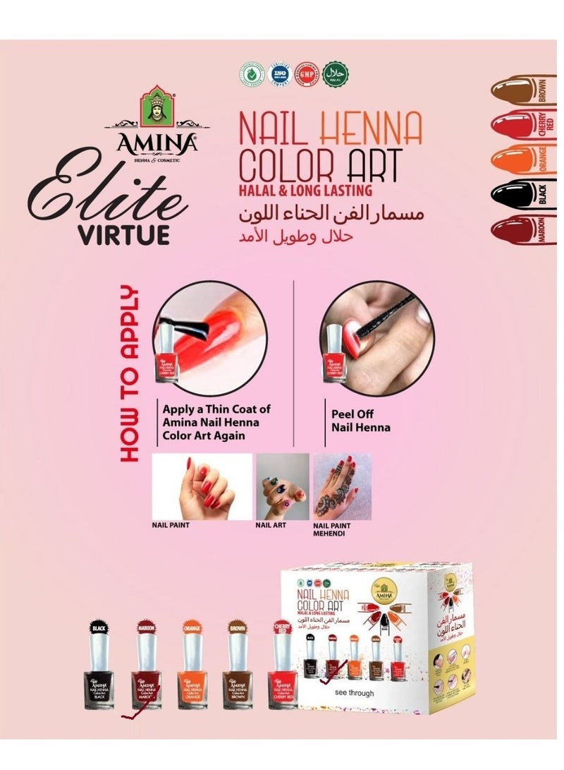 أمينا طلاء أظافر حناء طلاء أظافر فني مارون 10 مل 3 قطع - Image 3