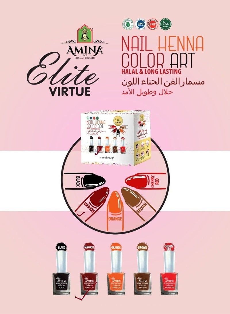 أمينا طلاء أظافر حناء طلاء أظافر فني مارون 10 مل 3 قطع - Image 4