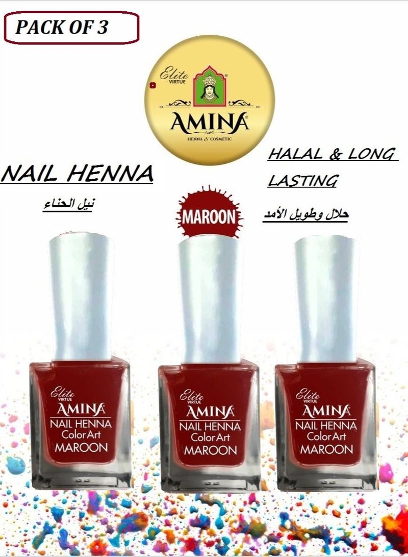 أمينا طلاء أظافر حناء طلاء أظافر فني مارون 10 مل 3 قطع - Image 1