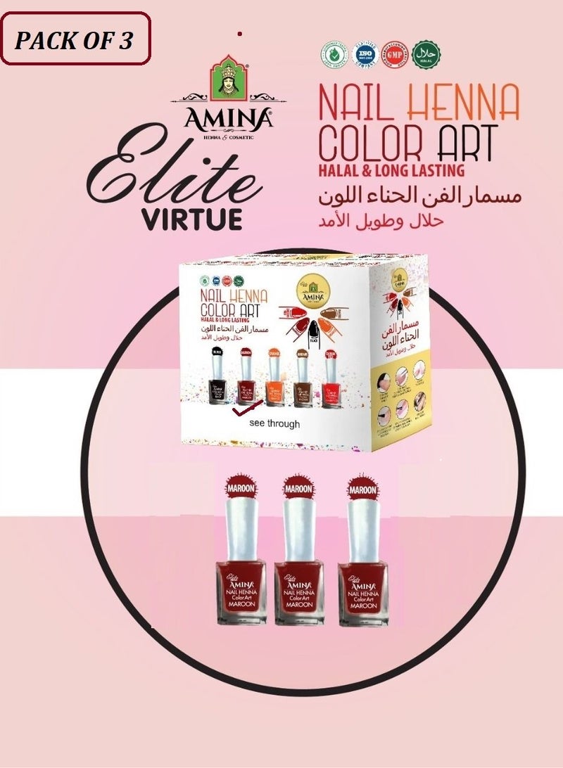 أمينا طلاء أظافر حناء طلاء أظافر فني مارون 10 مل 3 قطع - Image 2