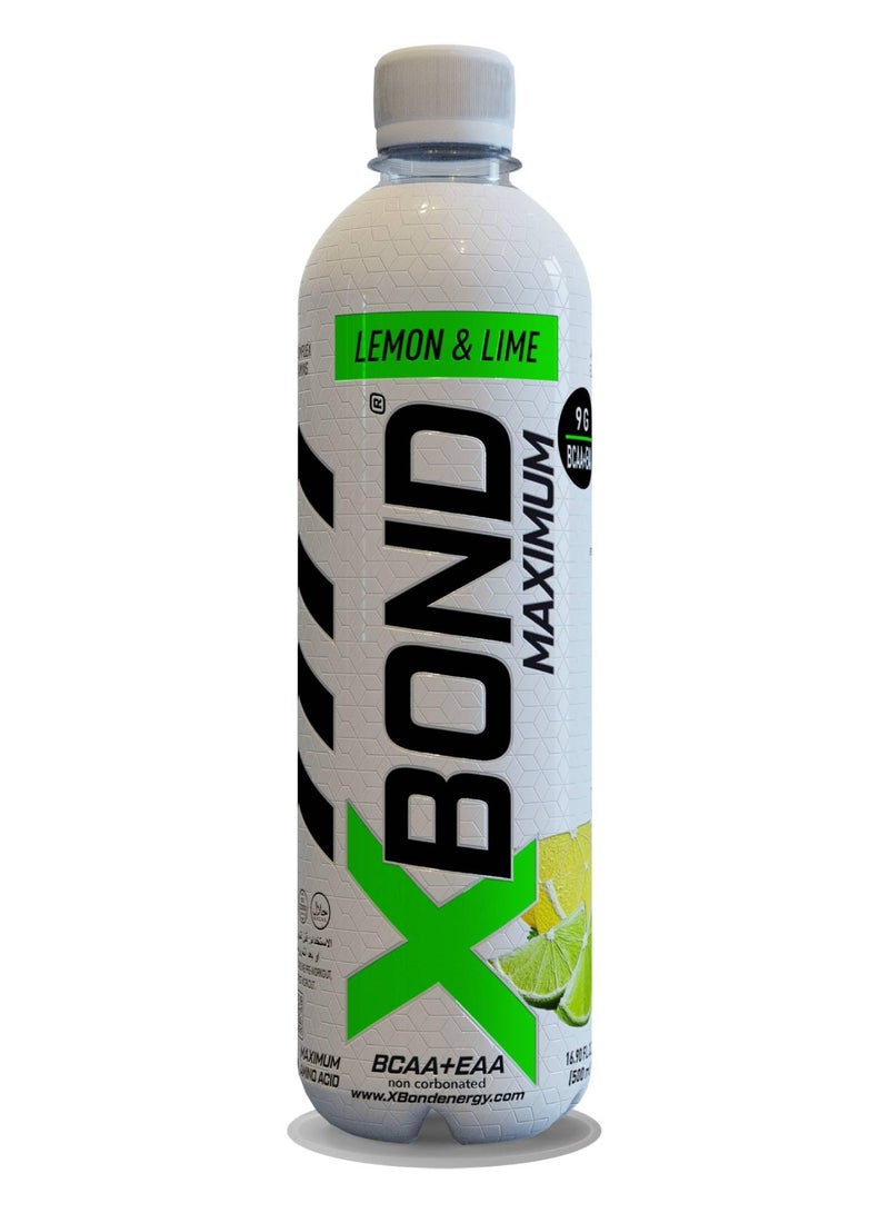 Xbond X-BOND 9g BCAA + EAA Lemon & Lime Maximum Recovery  Non Carbonated Drink Maximum Amino Drink -  Electrolytes Drink - 16 fl oz (500 ml), Sugar Free 34 Calories, 60mg Caffeine Pack of 12 - Image 2