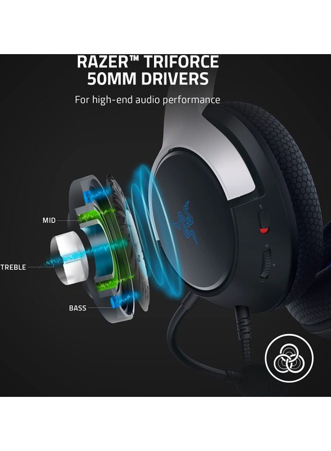 Razer Kaira X Wired Headset for Playstation 5, PC, Mac & Mobile Devices - Triforce 50mm Drivers, HyperClear Cardioid Mic, Flowknit Memory Foam Ear Cushions, On-Headset Controls - Image 2