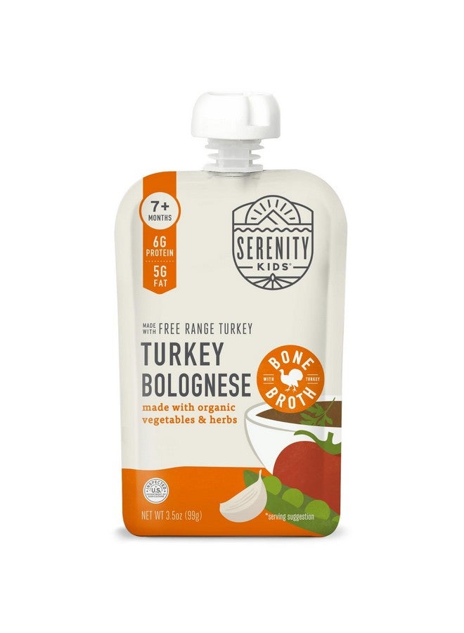 Serenity Kids Bone Broth Puree Made With Organic Veggies | Clean Label Project Purity Award Certified | 3.5 Ounce BPA-Free Pouch | Free Range Turkey Bolognese | 1 Count - Image 1