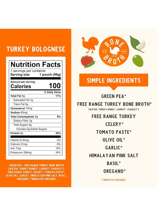 Serenity Kids Bone Broth Puree Made With Organic Veggies | Clean Label Project Purity Award Certified | 3.5 Ounce BPA-Free Pouch | Free Range Turkey Bolognese | 1 Count - Image 2