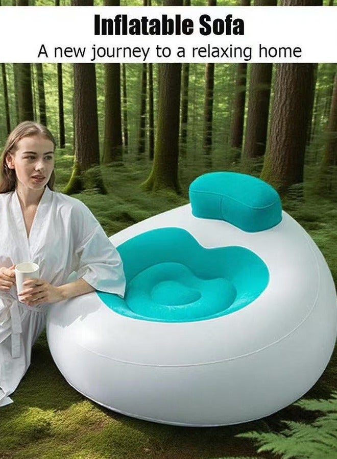 Generic New inflatable flocking lazy sofa love heart modeling sofa living room leisure single sofa chair outdoor sofa bed with inflator  - Image 1