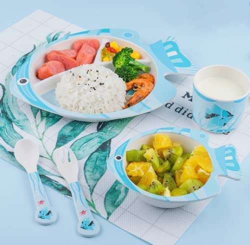 VBE VBE Animal Designs Shape Kids Bamboo Fiber Dog Animal Kids Design Plates and Cup Feeding Set Dog Design Dinner Set Party Sets Lunch Sets Fun Plate Sets MS11  - Image 1