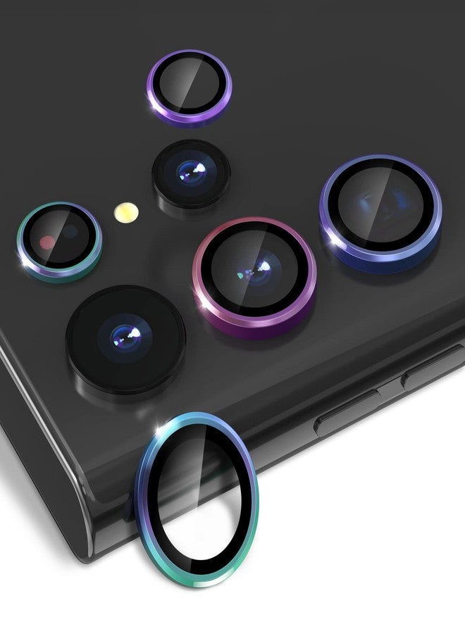 CloudValley for Samsung Galaxy S22 Ultra Camera Lens Protector [3+2], Anti Scratch HD Tempered Glass Back Camera Protective Film Ring Cover, Colorful - Image 1