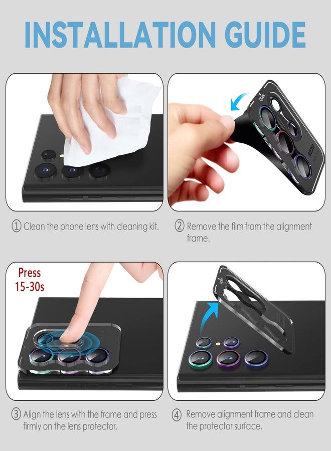 CloudValley for Samsung Galaxy S22 Ultra Camera Lens Protector [3+2], Anti Scratch HD Tempered Glass Back Camera Protective Film Ring Cover, Colorful - Image 4