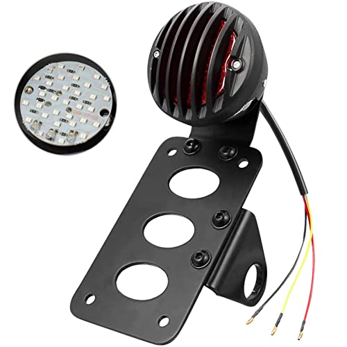KATUR Black Motorcycle Side Mount Tail Light Brake License Plate Bracket Taillight Compatible with Suzuki Yamaha Honda Bobber Chopper - Image 1