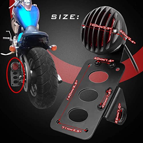 KATUR Black Motorcycle Side Mount Tail Light Brake License Plate Bracket Taillight Compatible with Suzuki Yamaha Honda Bobber Chopper - Image 5