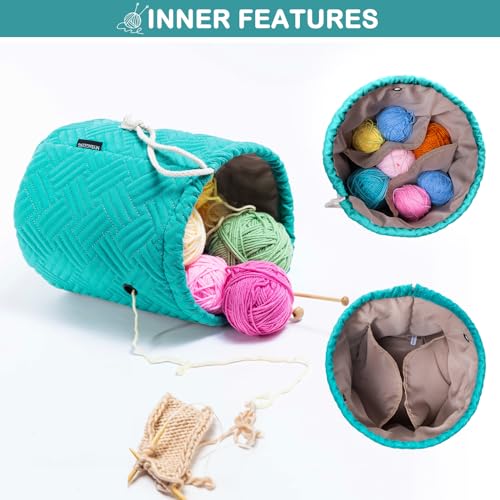 MYBAGZING Yarn Bag Small Crochet Bag Organizer Drawstring Yarn Storage Bags Yarn for Crocheting Knitting Bag for Crochet BeginnerYarn Holder Yarn Bowl with Pocket for Crochet Accessories - Image 3