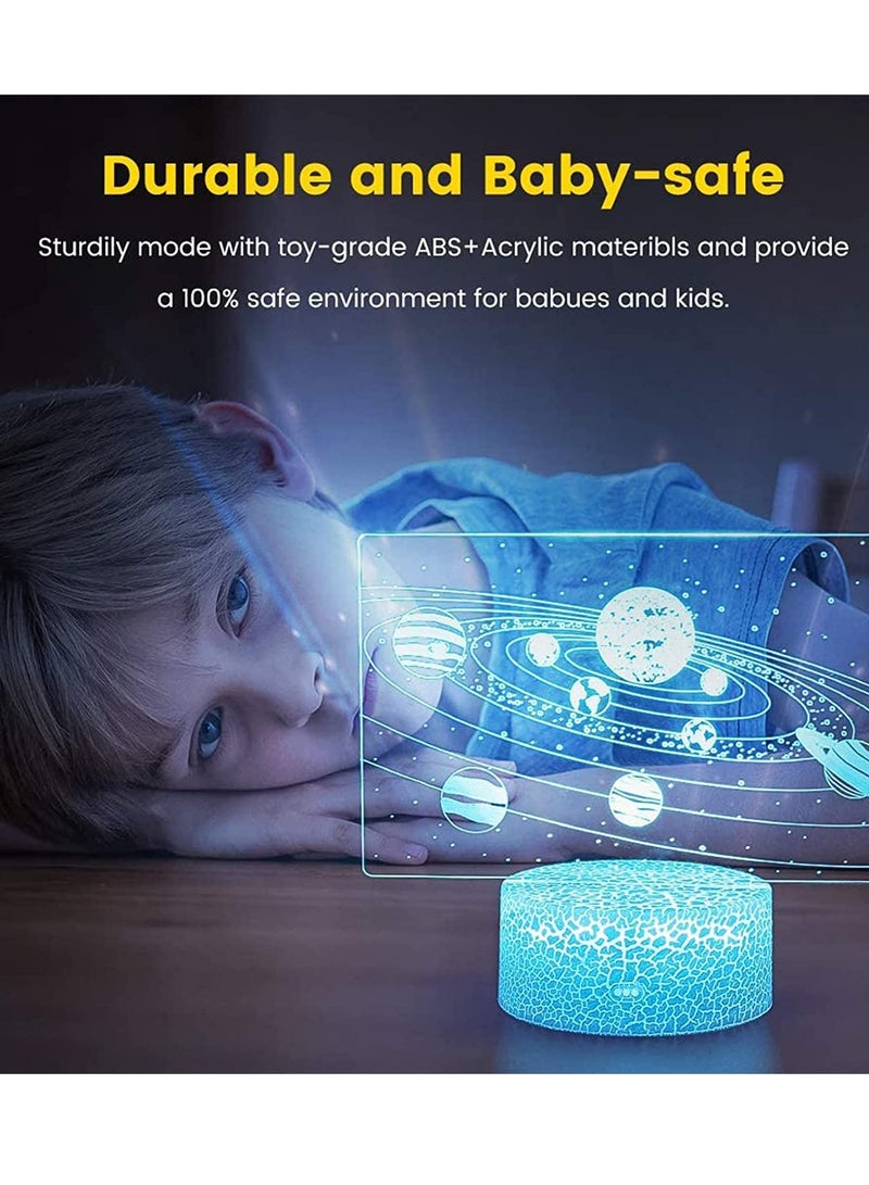 SOLARAE Night Light for Kids Gifts, Solar System 3D Optical Illusion Lamp Universe Space Galaxy LED Night Light with Remote for Space Lover Boys and Girls as a Best Gifts(Solar System) - Image 5