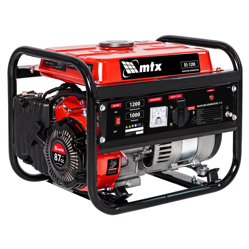 MTX BS-1200 Gasoline Generator – 1 kW Power Station, 1.2 kVA Max Output, 230 V, 5.5 L Tank, Manual Start - Image 1