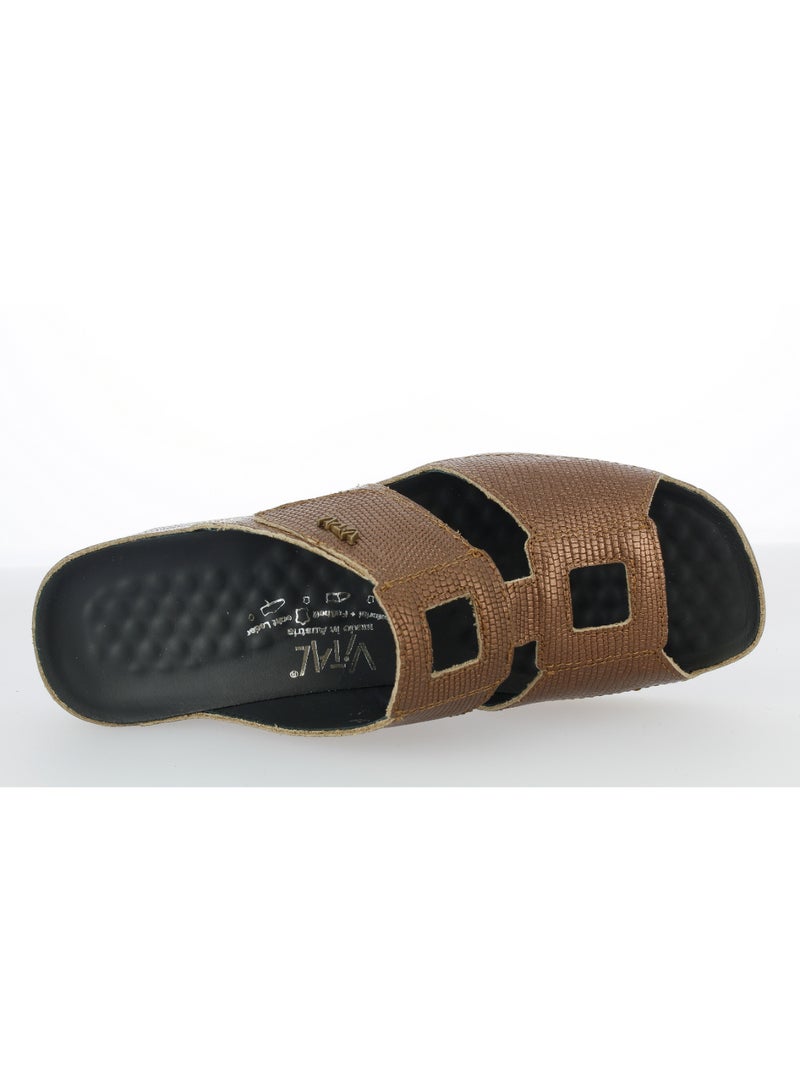 Vital Ladies Wedge Sandals Tina - Lizard 0813AS bronze - Image 3