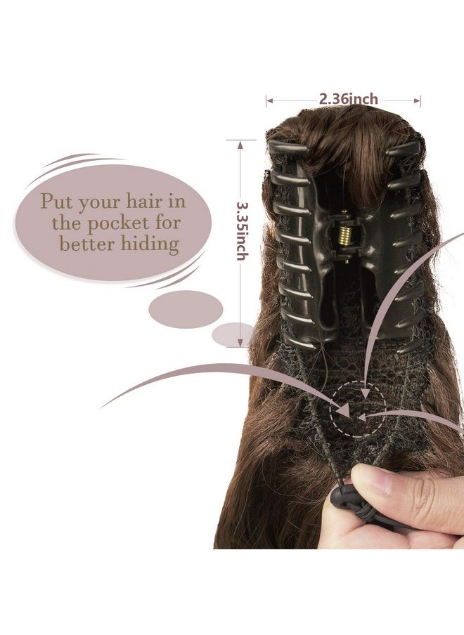 SOFEIYAN 13" Ponytail Extension Long Curly Ponytail Clip In Claw Hair Extension Natural Looking Synthetic Hairpiece For Women Dark Brown  - Image 5