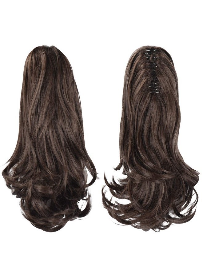SOFEIYAN 13" Ponytail Extension Long Curly Ponytail Clip In Claw Hair Extension Natural Looking Synthetic Hairpiece For Women Dark Brown  - Image 3