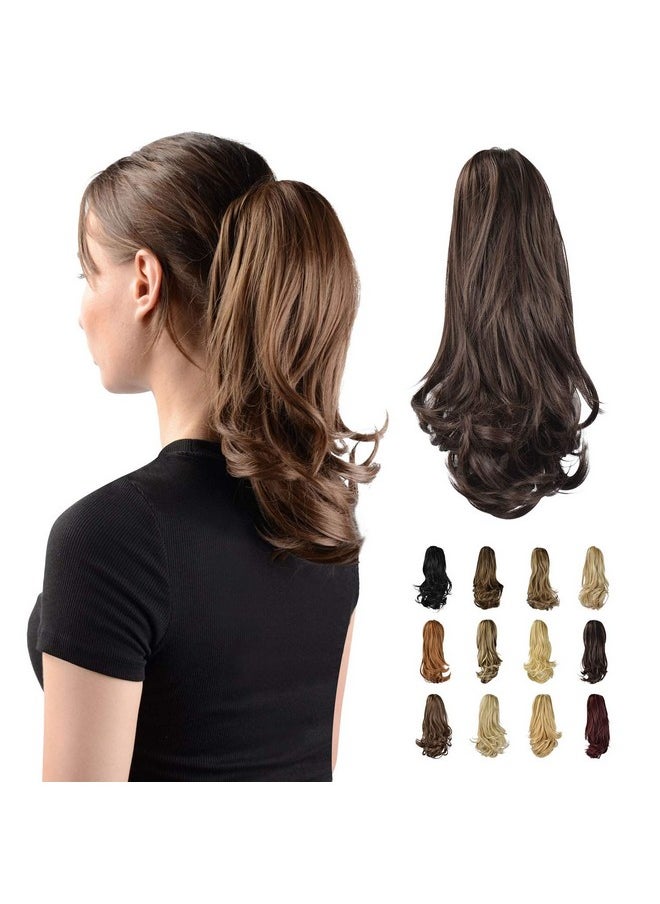 SOFEIYAN 13" Ponytail Extension Long Curly Ponytail Clip In Claw Hair Extension Natural Looking Synthetic Hairpiece For Women Dark Brown  - Image 2