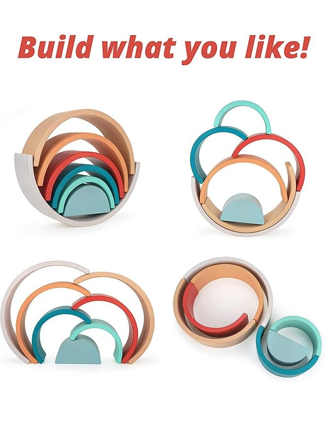 BAYBEE Wooden Rainbow Stacking Building Block Puzzle Toys for Kids Montessori Nesting Toys for Kids Early Learning Development Educational Baby Toys Tunnel Stacking Toys for 2+ Years old Boys Girls - Image 5