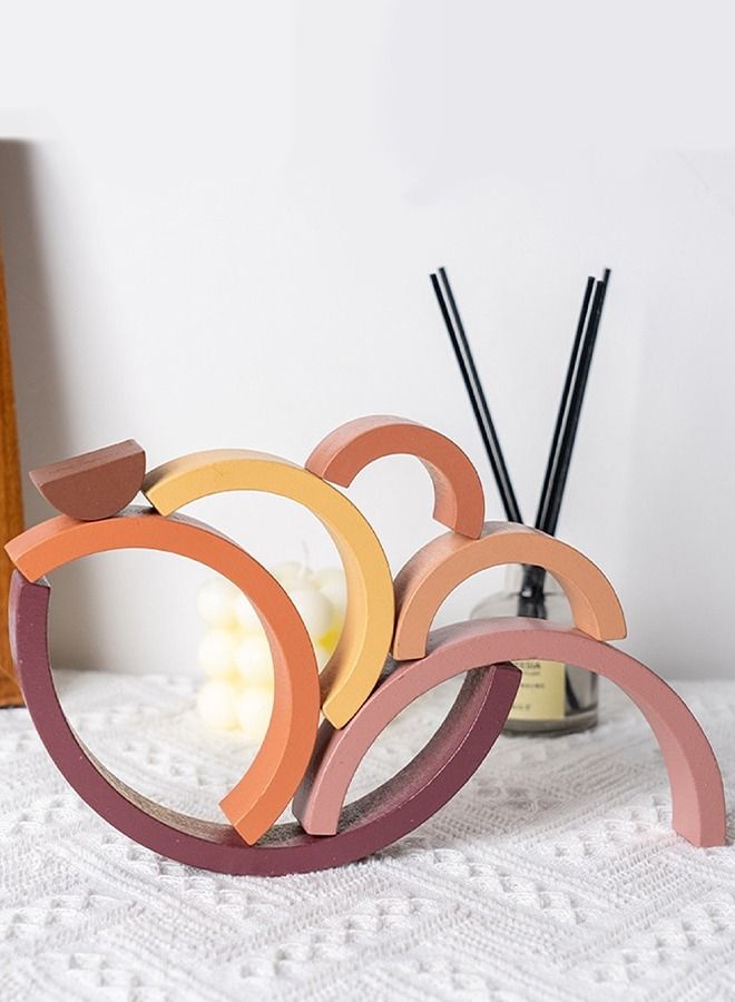 BAYBEE Wooden Rainbow Stacking Building Block Puzzle Toys for Kids Montessori Nesting Toys for Kids Early Learning Development Educational Baby Toys Tunnel Stacking Toys for 2+ Years old Boys Girls - Image 2