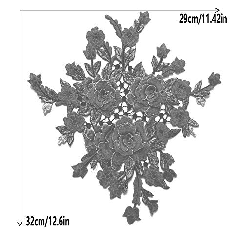 FEEPOP 1 Set/Large Embroidered Peony Flowers Lace Patch Applique Three-Dimensional Garment Fabric DIY Accessories Sew (Royal Blue) - Image 5