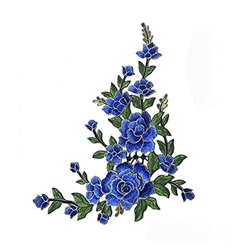 FEEPOP 1 Set/Large Embroidered Peony Flowers Lace Patch Applique Three-Dimensional Garment Fabric DIY Accessories Sew (Royal Blue) - Image 4