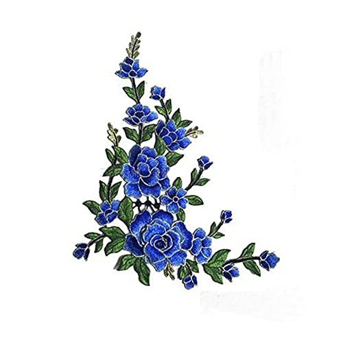 FEEPOP 1 Set/Large Embroidered Peony Flowers Lace Patch Applique Three-Dimensional Garment Fabric DIY Accessories Sew (Royal Blue) - Image 3