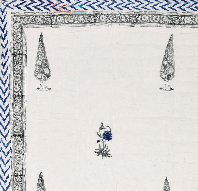 LOARSHY Pure Cotton 400 TC Traditional Rajasthani Hand Block Printed Single Bed Jaipuri Quilt/Razai/Rajai [Light Weight, Multicolor - Blue (Size 60X90 INCHES) - Image 4