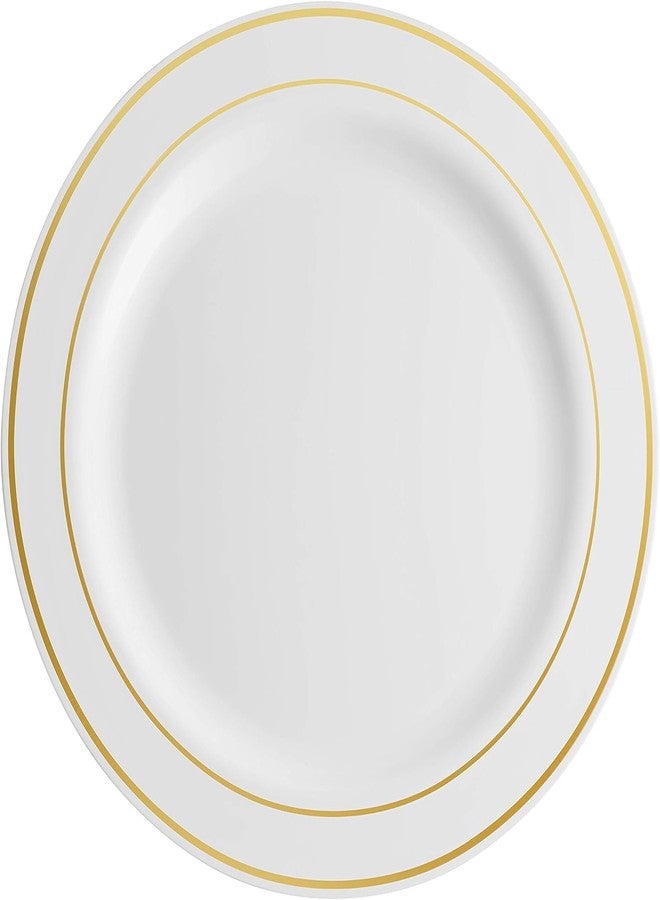 Munfix 200 Gold Plastic Plates Set, 100 Pcs 10 Inch White Dinner and 100 Pcs 7 Inch Dessert Plates, Elegant Fancy Heavy Duty for Party, Wedding, White with Gold Rim - Image 2