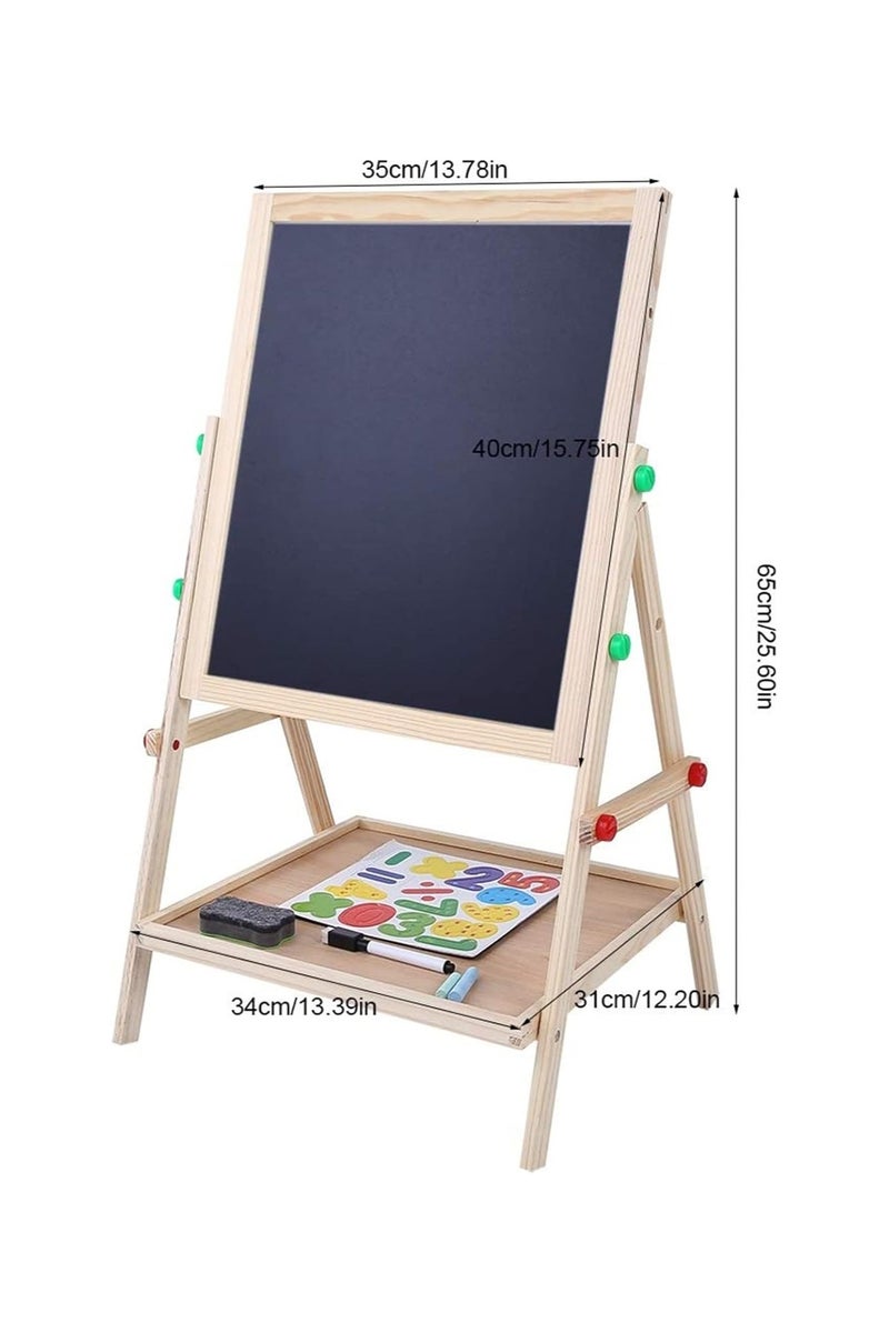 Double-sided wooden whiteboard (whiteboard and chalkboard) with height-adjustable stand  - Image 2