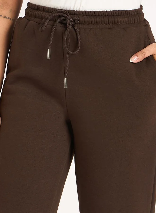 Femmella  Coffee Brown Fleece Joggers for Women | Best Price UAE