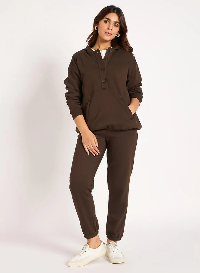 Femmella  Coffee Brown Fleece Joggers for Women | Best Price UAE