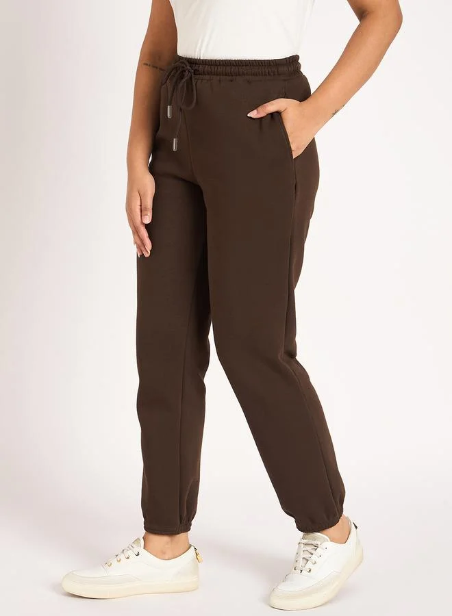 Femmella Coffee Brown Fleece Joggers