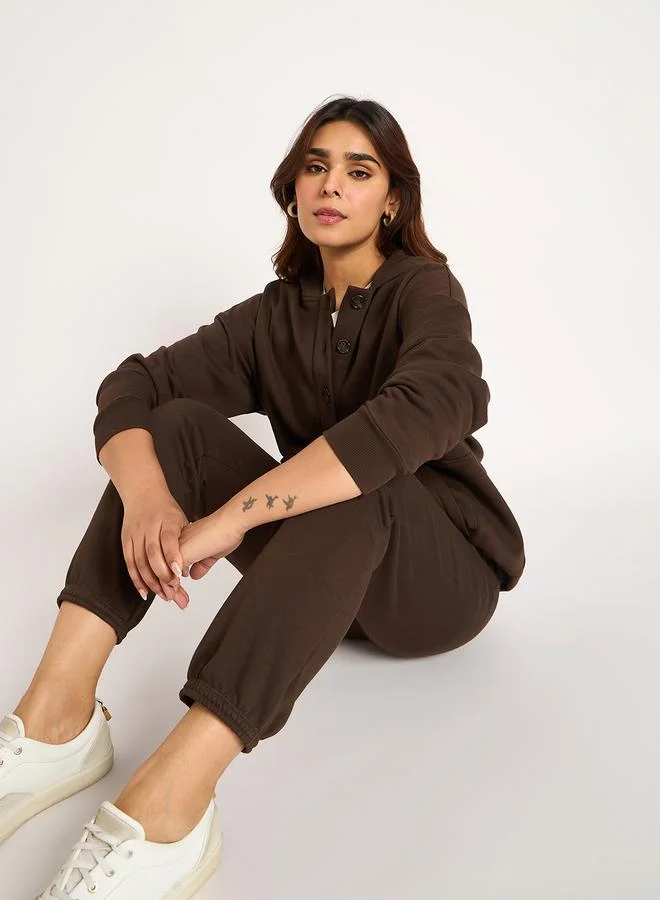 Femmella  Coffee Brown Fleece Joggers for Women | Best Price UAE