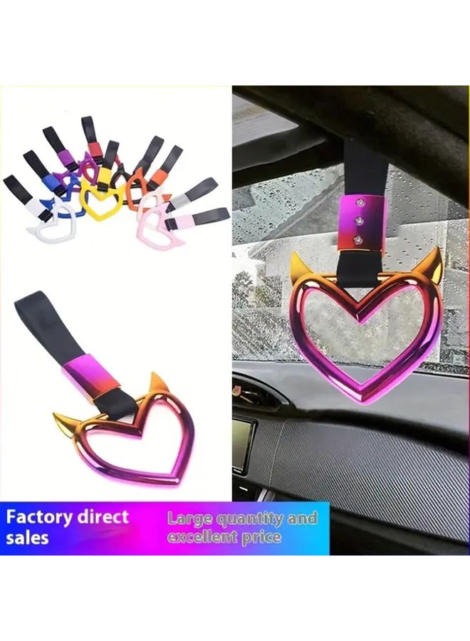 Car Safety Warning Hanging Ring Red Vehicle Rear Bumper Heart Shaped Hand Pull Ring - Image 1