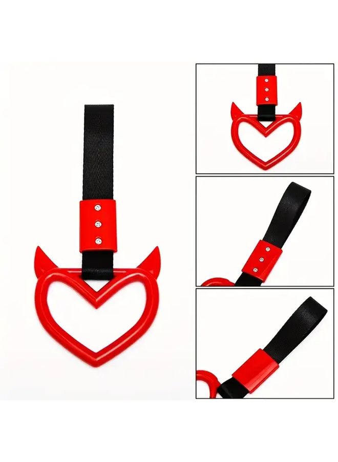 Car Safety Warning Hanging Ring Red Vehicle Rear Bumper Heart Shaped Hand Pull Ring - Image 3