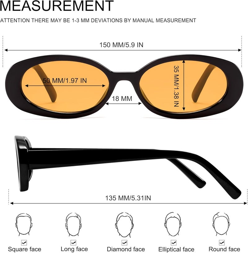 VANLINKER Polarized Retro Oval Sunglasses for Women and Men Small 90s Style VL9580 - Image 5