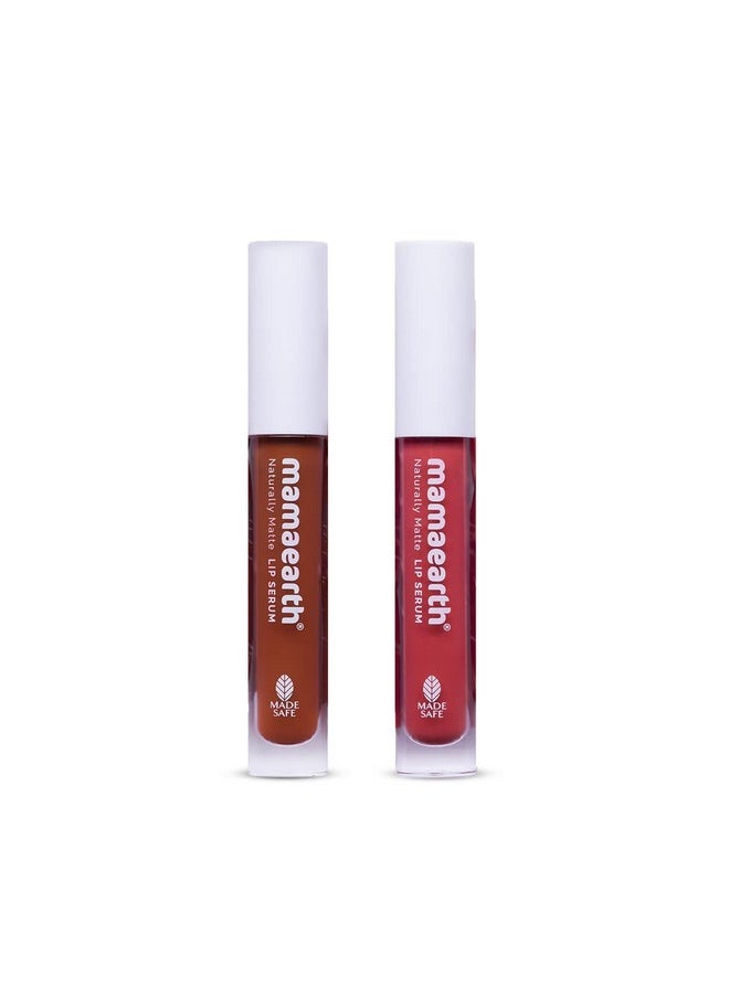 Mamaearth Nude Matte Lip Combo With Vitamin C & E For Upto 12 Hour Long Stay - 06 Candylicious Nude & 01 Caramel Nude - 3 Ml + 3 Ml 