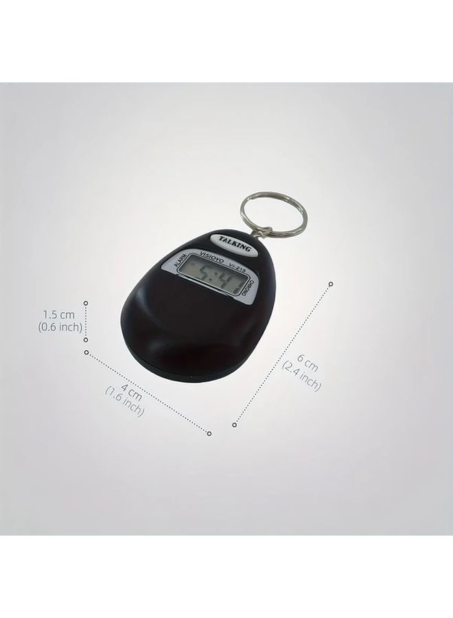 Large Digital Talking Clock Keychain Voice Announcement Alarm For Blind Spanish Black - Image 2