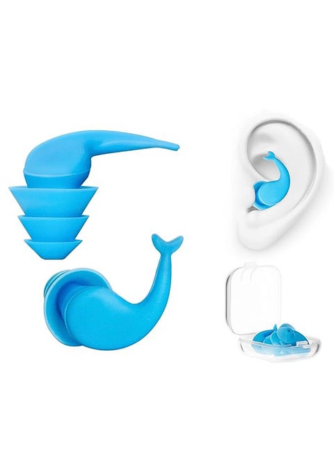 Ear Plugs for Swimming Reusable Silicone Earplugs for Noise Reduction Surfing Shooting Motorcycle Sleeping Snoring Hearing Protection Earbuds for Noise Cancelling Easy to Use and Carry Blue
