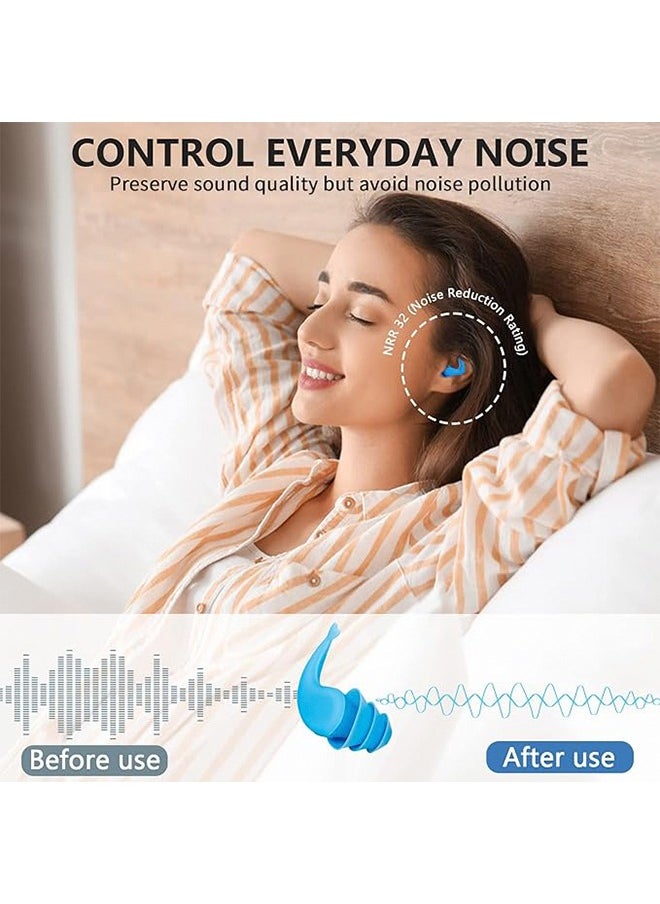 Generic - Ear Plugs for Swimming Reusable Silicone Earplugs for Noise Reduction Surfing Shooting Motorcycle Sleeping Snoring Hearing Protection Earbuds for Noise Cancelling Easy to Use and Carry Blue - Image 1